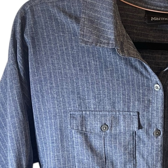 Marmot becka long sleeve pullover half button shirt blue large - Picture 3 of 8